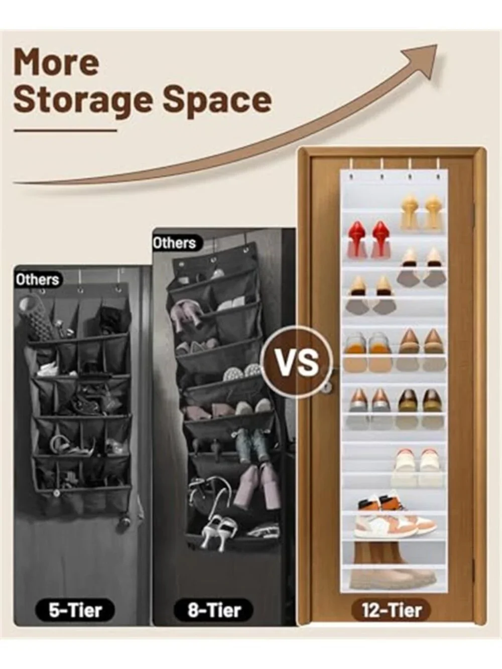 Over Door Shoe Organizer 12 Tier Hanging Storage Rack Closet Shoes Holder